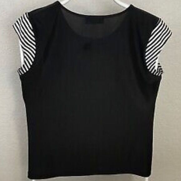 KARL LAGERFELD PARIS KNIT BOW CAP SLEEVE SCUBA BLOUSE SIZE Small - Picture 10 of 14